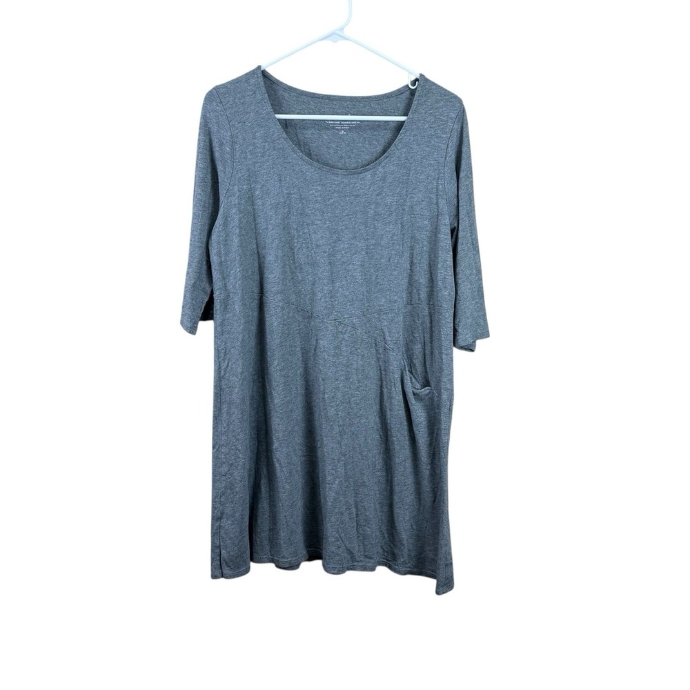 J Jill Pure‎ Easy Knit Seamed Dress Size PM Gray 3/4 Sleeve Jersey Stretch EUC